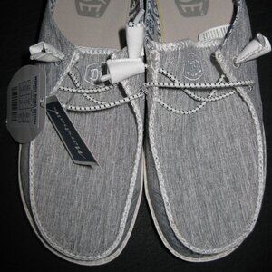 Hey Dudes Wendy Boho Stitch light gray (White Melange) shoes Womens size 8 NEW